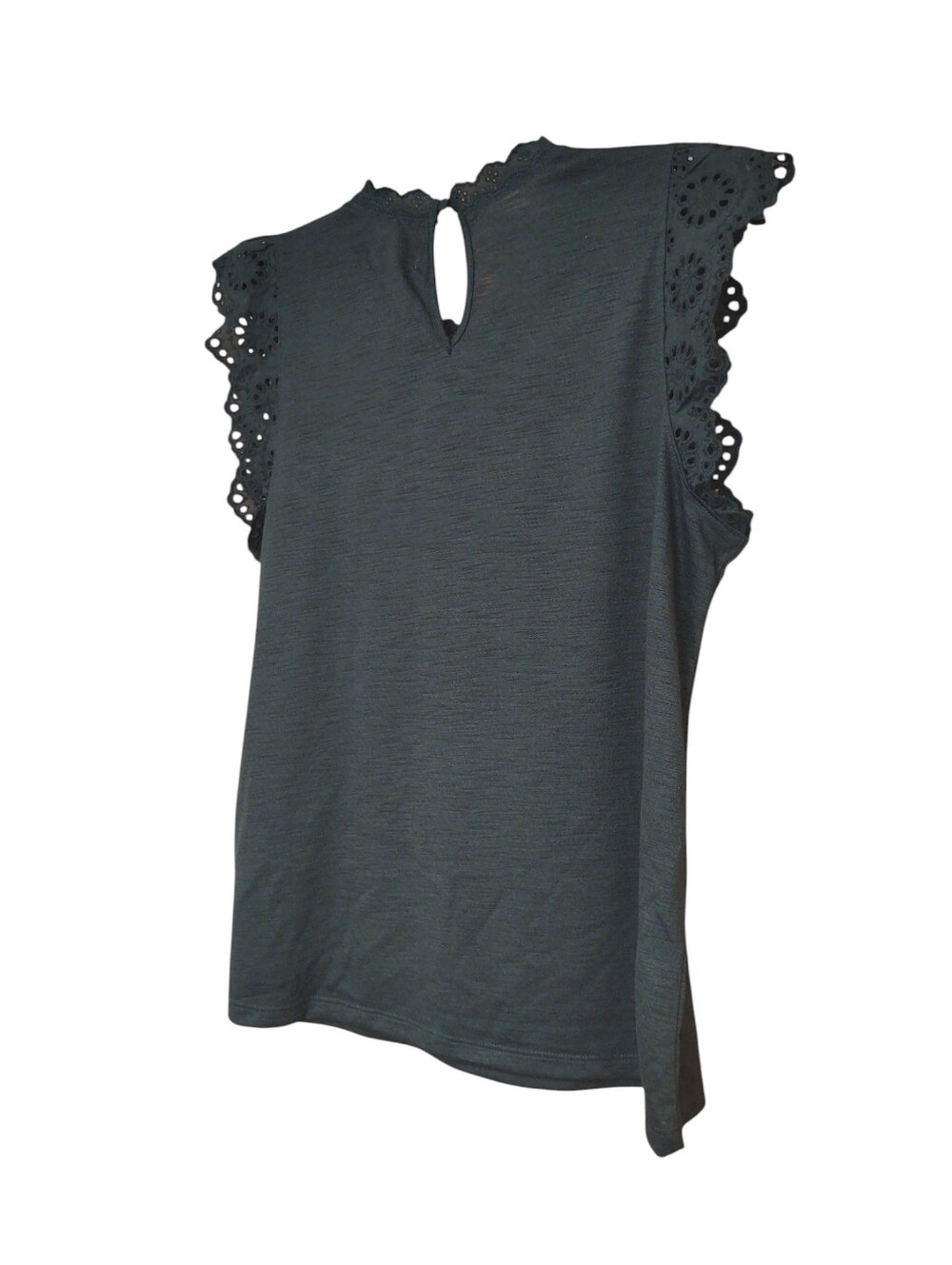 NWT LC Lauren Conrad Black Lace Yoke Sleeveless Top Size M - Picture 2 of 8